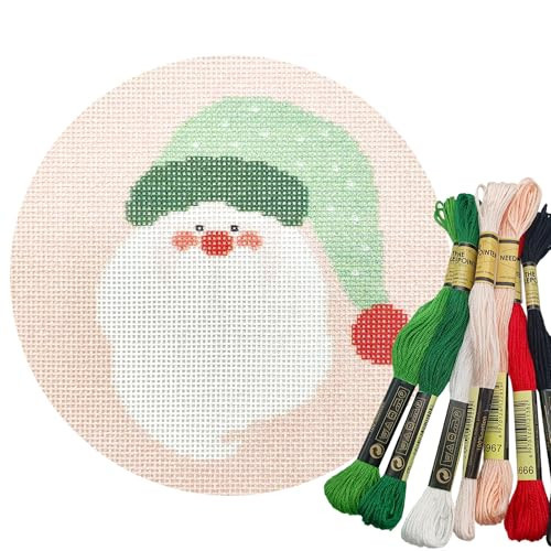Howie's Christmas Needlepoint Needlepoint Kits, 18CT Printed Embroidery Pattern Starter Kits, Stamped Patterns Canvas Kits(Old Elf,5x5inch) | Amazon (US)