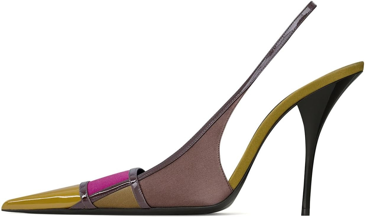 Patchwork Slingback Heels for Women Stiletto High Heels Slingback Pumps | Amazon (US)