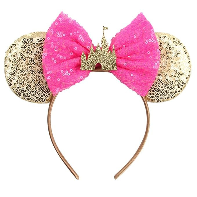 Foeran Mouse Ears Headbands Shiny Bows Mouse Ears Glitter Party Princess Decoration Cosplay Costu... | Amazon (US)
