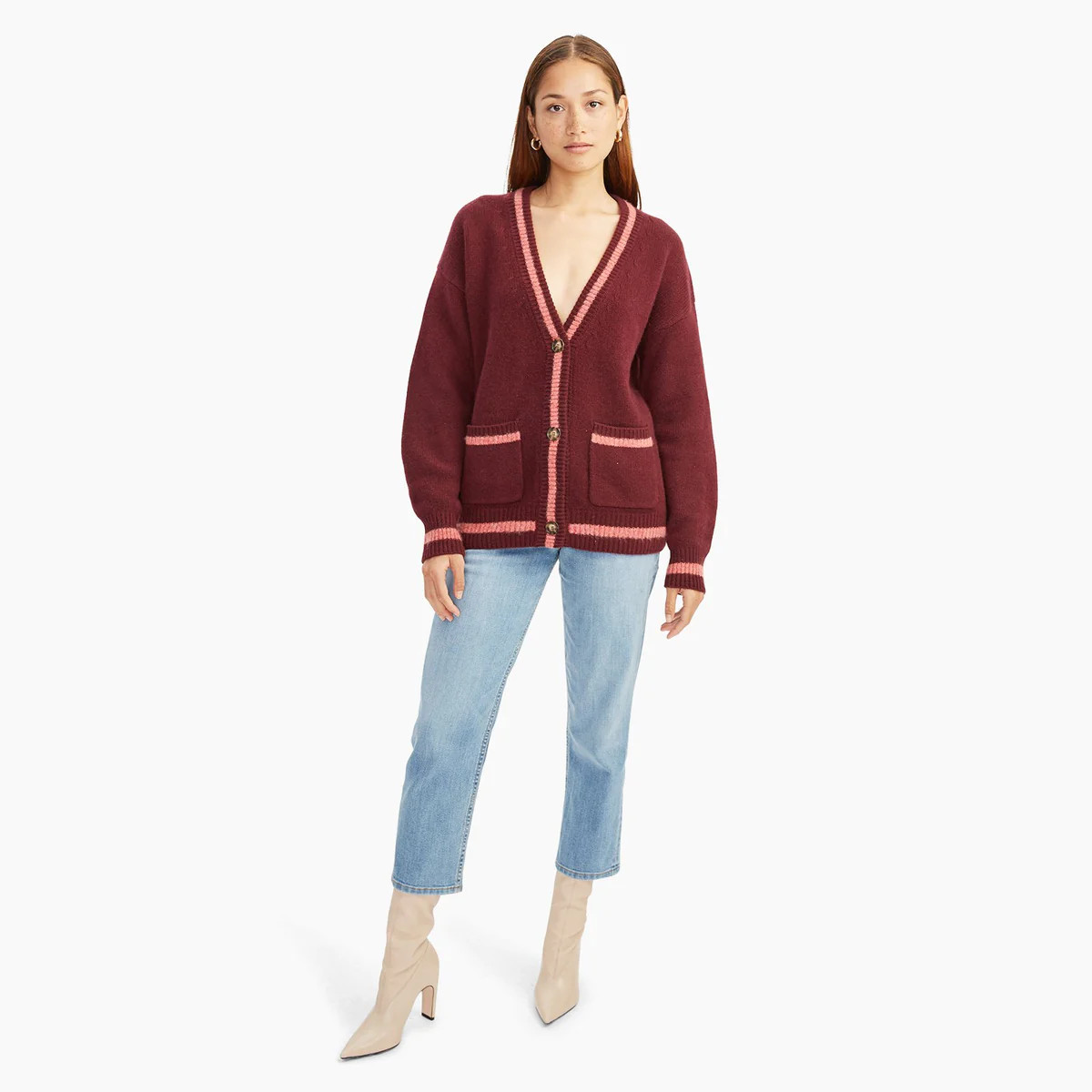 Cashmere Varsity Boyfriend Cardigan | NAADAM