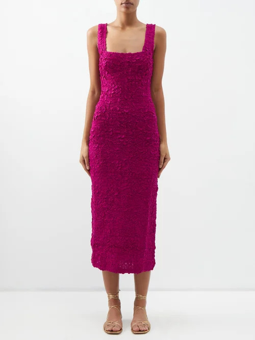 Mara Hoffman - Sloan Tencel Square-neck Midi Dress - Womens - Magenta | Matches (US)