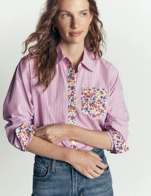Boden Women's Sienna Relaxed Cotton Shirt in Purple | Size 4 | Boden (US)