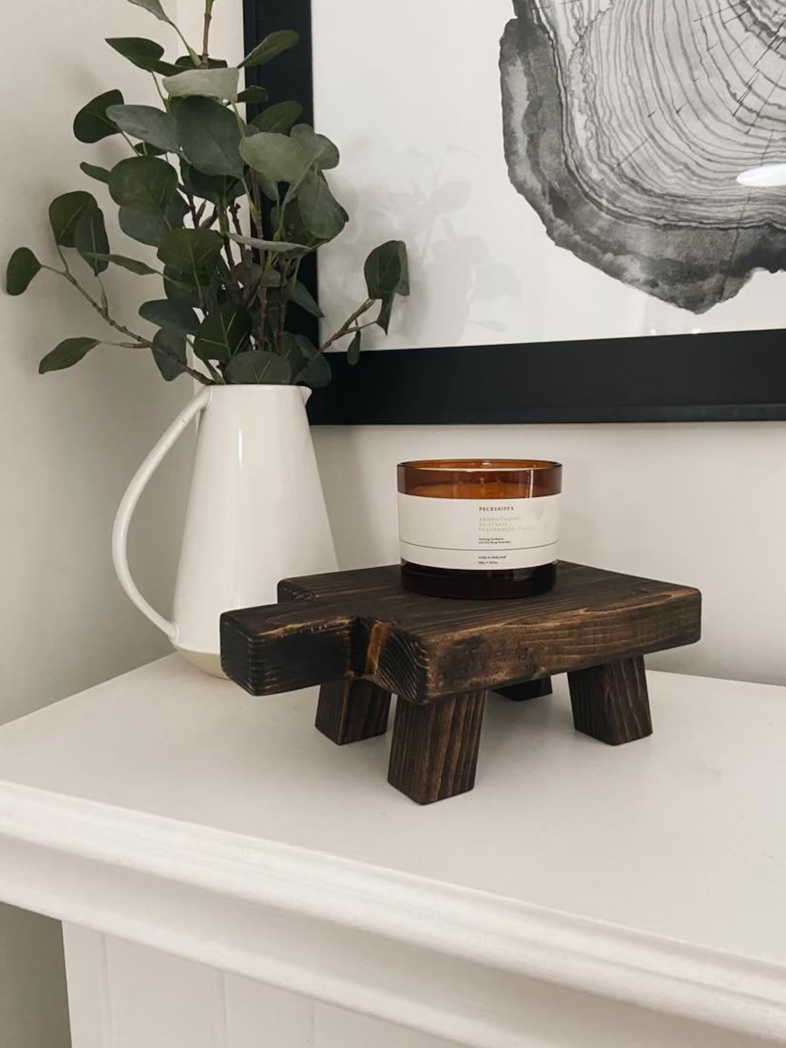 Dark Walnut Mini Display Stool  Wooden Riser  Wooden Decor  | Etsy Canada | Etsy (CAD)