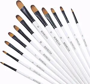 Filbert Paint Brushes Set, 12 PCS Artist Brush for Acrylic Oil Watercolor Gouache Artist Professi... | Amazon (US)