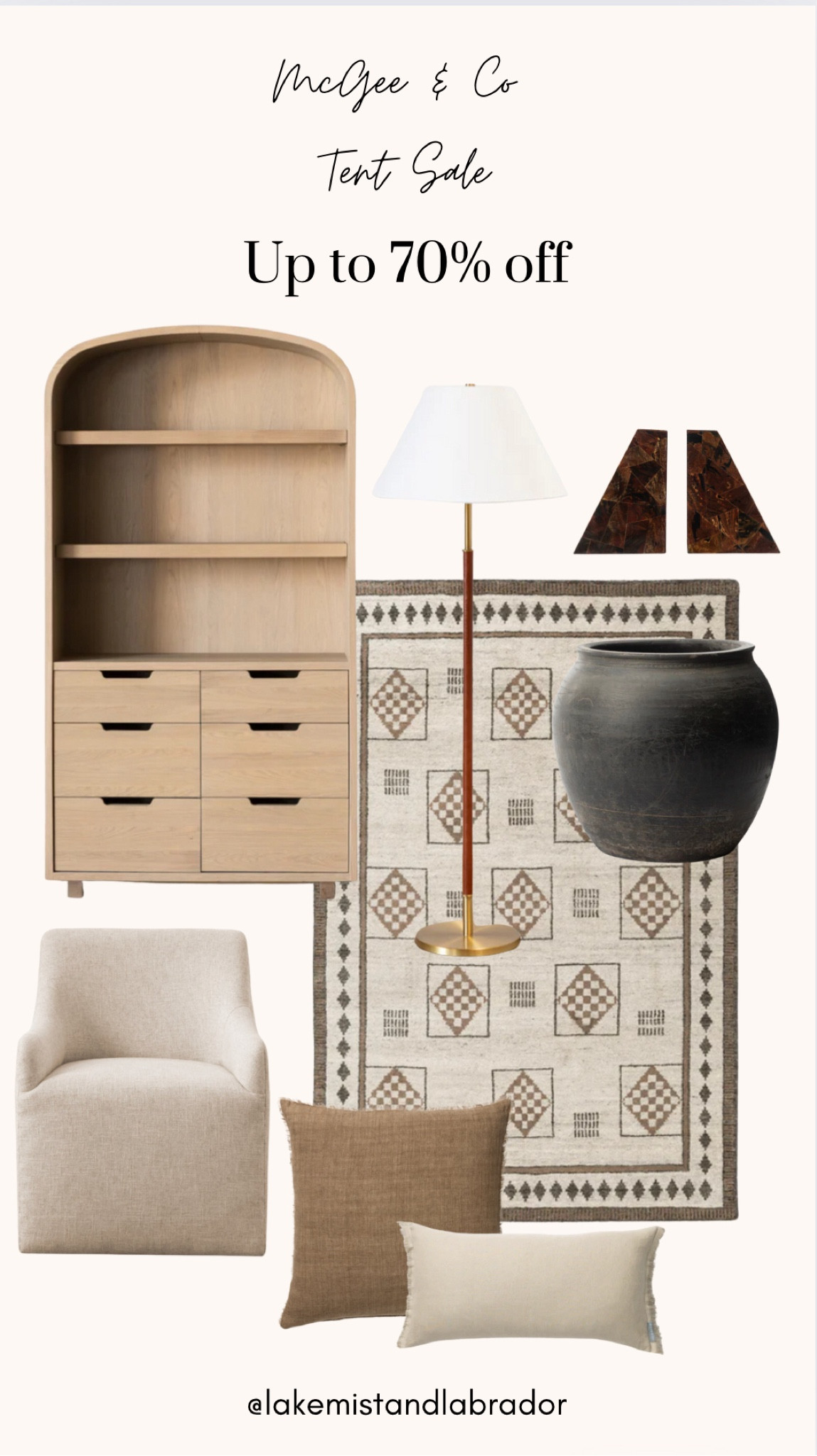 McGee & Co tent sale modern organic picks- up to 70% off 

McGee & Co, modern organic home, transitional home, neutral style, curio cabinet, rug, black pot, bookends, pillows, lamp, linen chair 

#LTKSaleAlert #LTKSummerSales #LTKHome