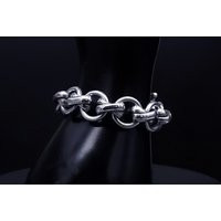 Vintage Rolo Link Bracelet, 925 Sterling Silver, Mexico, Thick Heavy Chunky X Cross Banded Toggle Wo | Etsy (US)