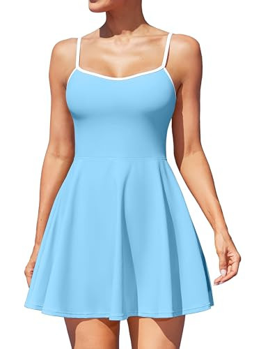 ATTRACO Golf Dress for Women Athletic Tennis Dress with Pockets Exercise Pickleball Dress L Blue | Amazon (US)