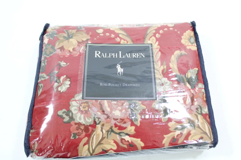 Ralph Lauren Curtains Panels, Marseilles Floral, NOS Ralph Lauren Rod Pocket Drapery, 100% Cotton... | Etsy (US)