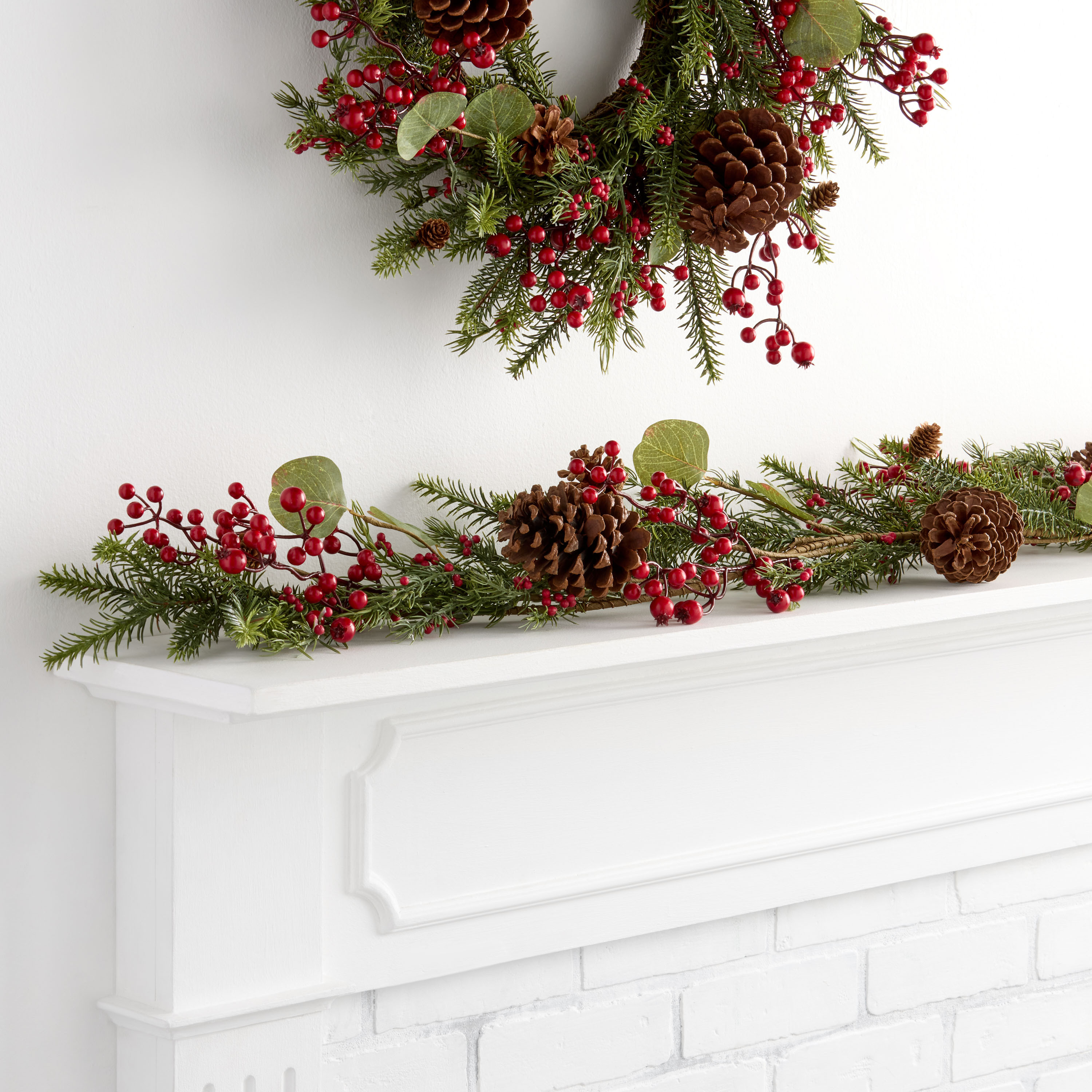 Pinecone and Faux Greenery with Red Berries Decor Collection | World Market