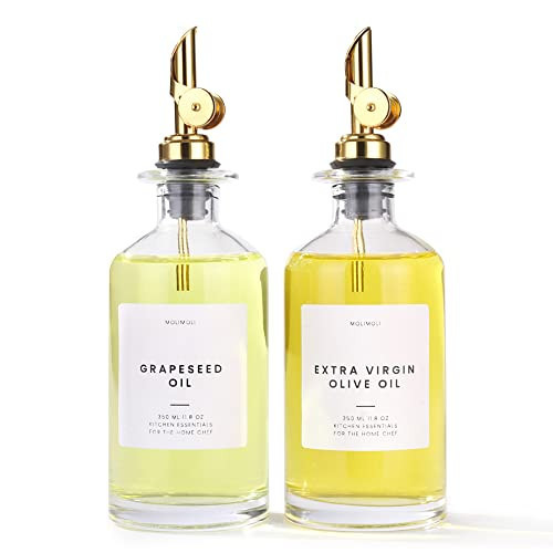 Molimoli - Premium Olive Oil Dispenser Bottles for Kitchen with Pourer - Oil and Vinegar Dispenser Set, Glass Oil Dispenser for Kitchen, Dispenser Bottle of 350ml - Set of 2 | Amazon (US)