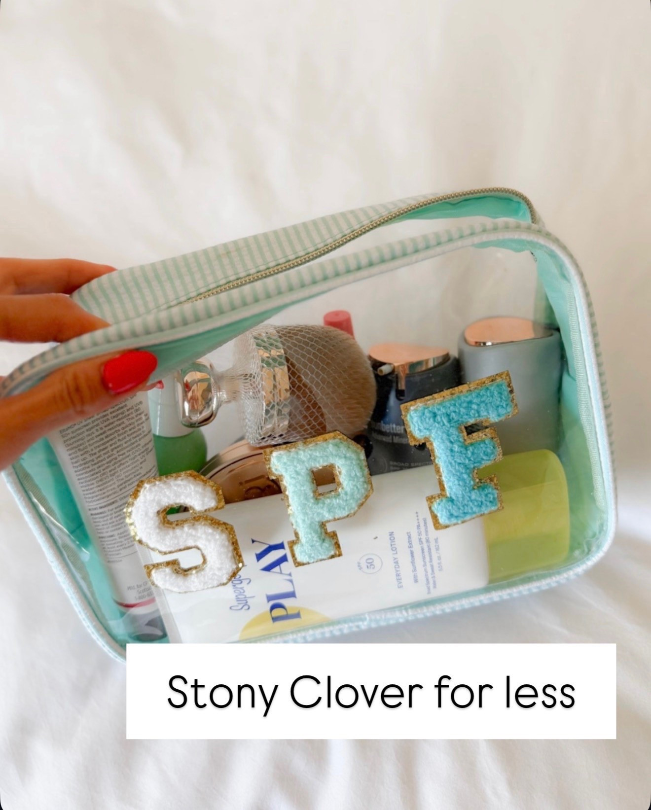 This clear travel bag gives the same cute personalized look for a fraction of the price. I love using it for skincare, makeup, or beach essentials, and the patches make it feel so custom without the designer price tag.

Clear travel bag, Makeup bag, Cosmetic bag, Stony Clover look for less, Personalized travel pouch, Travel organization, Skincare organizer, Toiletry bag, Vacation essentials, Amazon travel finds, Travel accessories, annabrstyle

#LTKTravel #LTKSeasonal #LTKBeauty