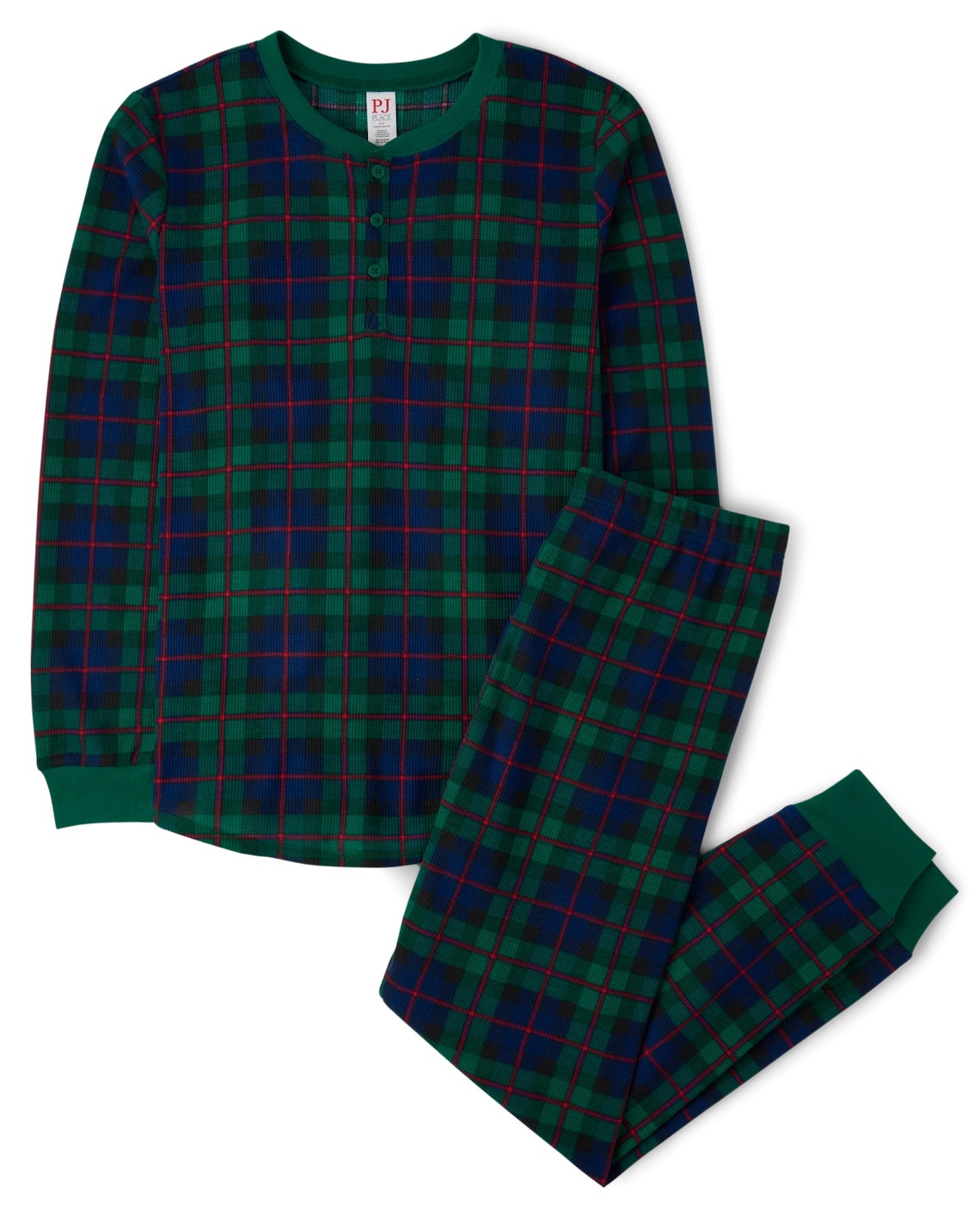 Mens Matching Family Tartan Plaid Thermal Henley Pajamas - green | The Children's Place