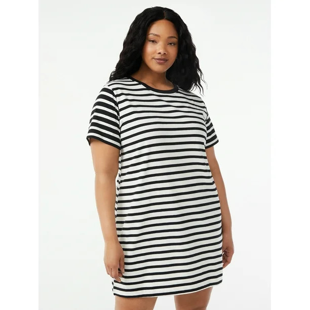 Free Assembly Women's Mini T-Shirt Dress with Short Sleeves | Walmart (US)
