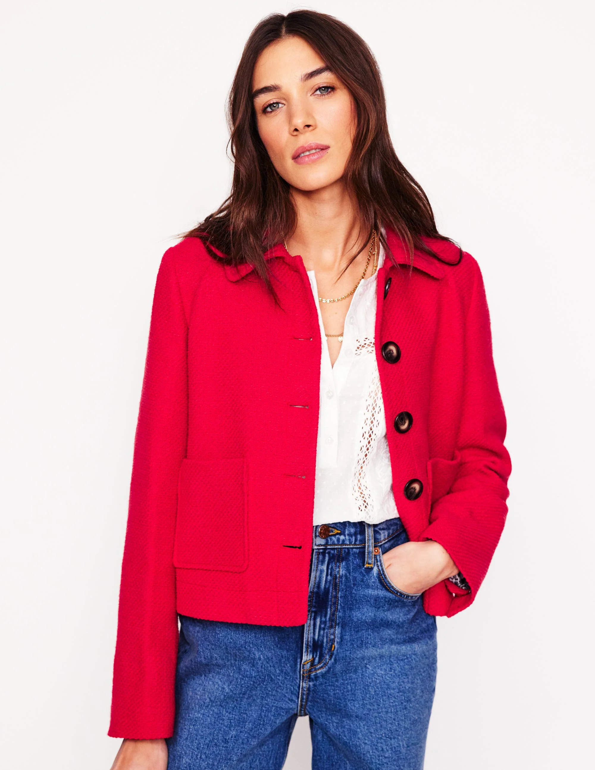 Knightsbridge Swing Jacket-Red | Boden UK