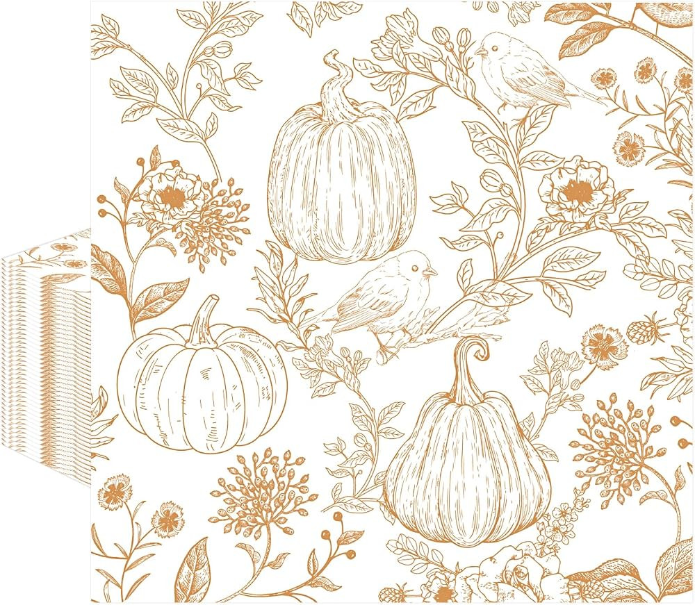 50pcs Vintage Fall Floral Paper Napkins Party Decorations, Disposable | Amazon (US)