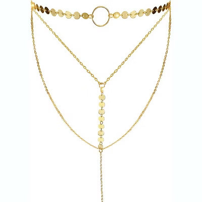 Summit Adventure Stylish Layered Sequins Choker Necklace with Thin Long Chian Pendant for Women Lady | Target