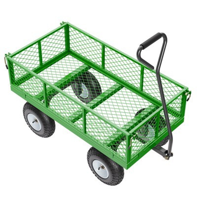 VEVOR 900 Lbs Steel Garden Cart on Wheels, Heavy Duty Pullable Garden Wagon Yard Cart, Outdoor Metal Utility Wagon with 10" Tires, Green | Target