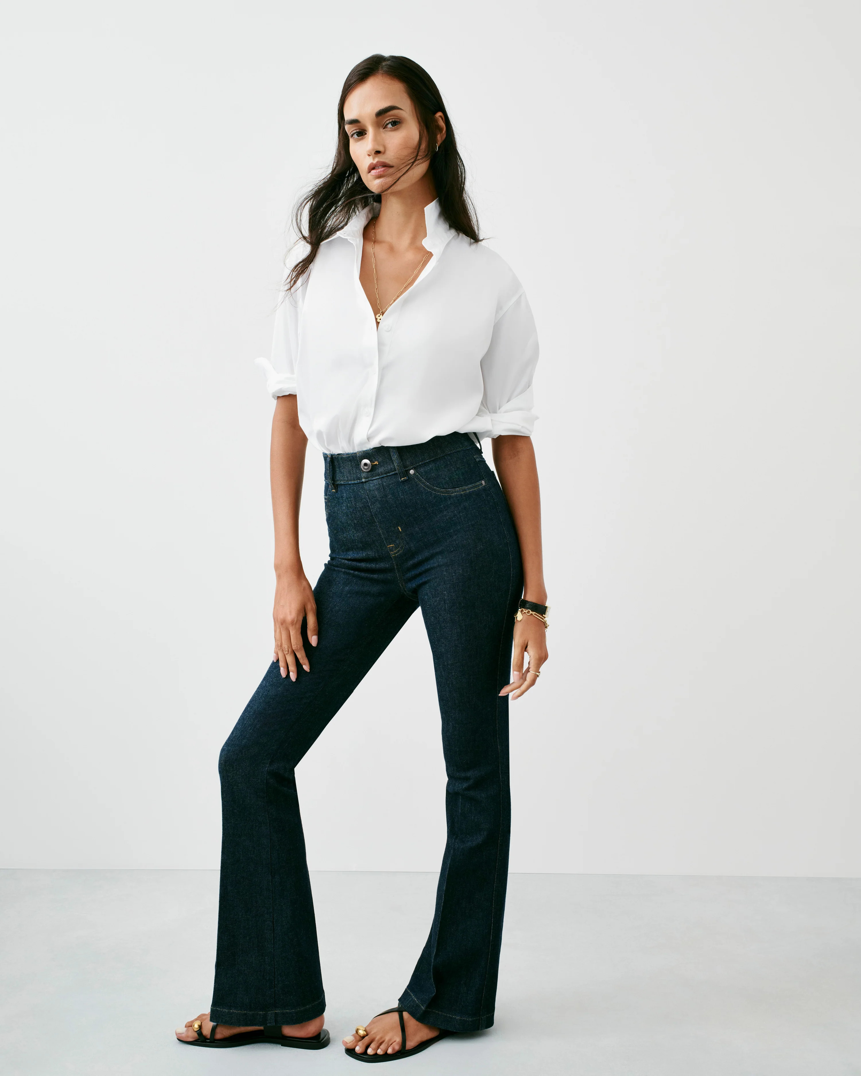 High-Rise Flare Jeans with Waist Shaping & Tummy Control | SPANX | Spanx