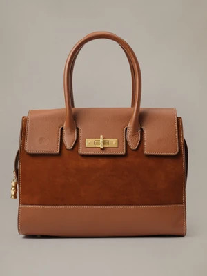 J.McLaughlin Women's The Worth Leather Handbag Saddle | Leather/Suede | J.McLaughlin
