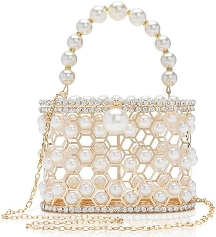 CARIEDO Evening Handbag Women Clutch Purses with Pearl Diamonds for Wedding Prom Birthday Party D... | Amazon (US)