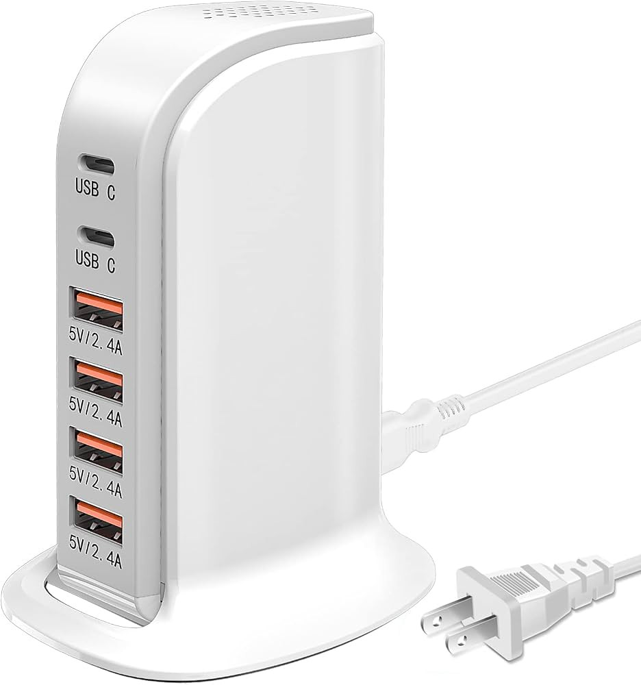 ???? ??? USB Wall Charger Multiport Tower RISWOJOR，40W 6-Port Multi USB Ch... | Amazon (US)