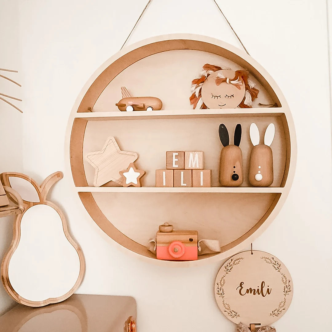 BIG ROUND SHELF / Wooden Circle Shelf / Round Wall Shelf / Playwood for Baby Room / Eco Boho Home... | Etsy (US)