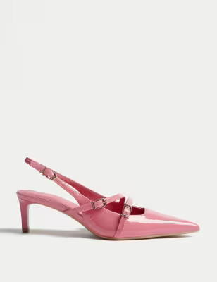 Leather Buckle Kitten Heel Slingbacks | M&S Collection | M&S | Marks & Spencer IE