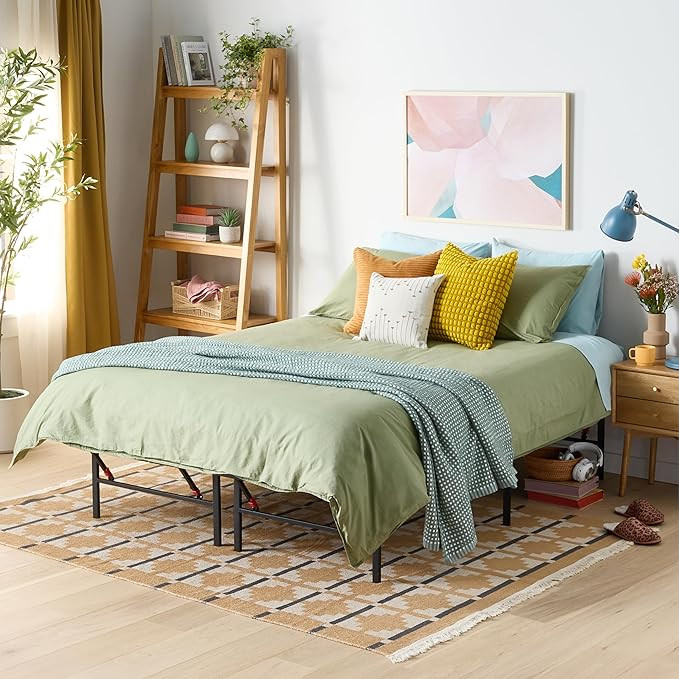 Amazon Basics Bed Frame with Storage, Foldable Metal Platform, Sturdy Steel, No Box Spring Needed... | Amazon (US)