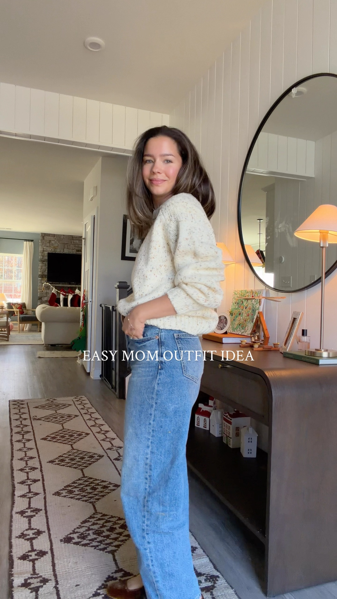 Easy outfit idea! 💫 cute for Thanksgiving!! 
Denim is size 26
Size small in sweater - could’ve sized up 1-2 to be more oversized 
Casual outfit
Petite style
Easy outfit
Mom outfit 

#LTKmomlife #LTKPetite #LTKgrwm