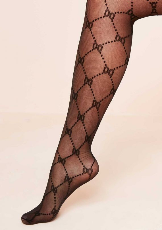 Reeya Black Patterned Tights | Missy Empire (UK)