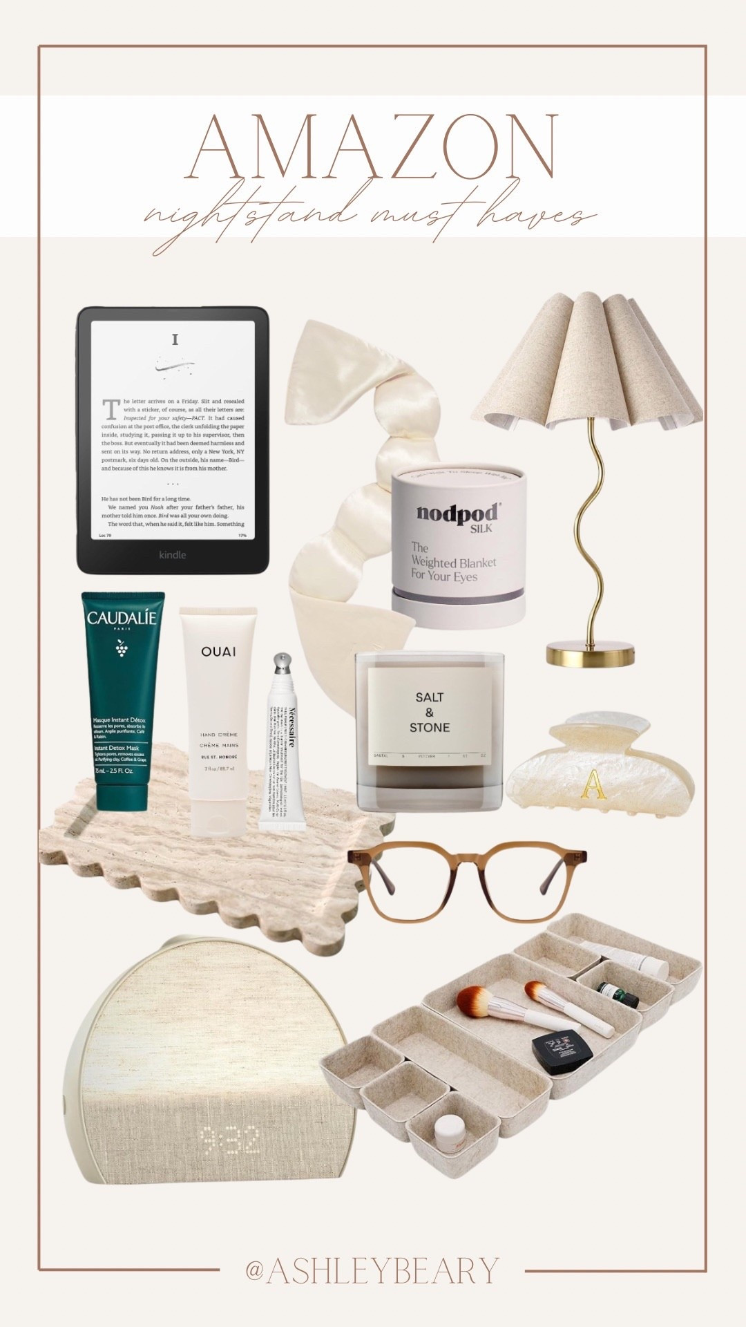 Bedroom nightstand must haves from Amazon! 

Amazon finds 
Neutral home decor 
Beauty favorites 
Homebody 

#LTKmorningroutine #LTKgrwm #LTKselfcare