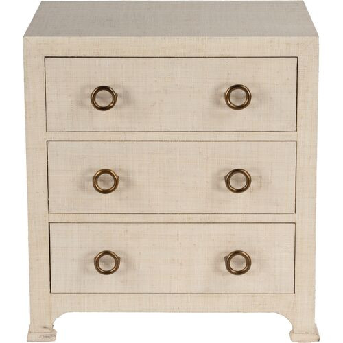 Kos 3-Drawer Raffia Nightstand  | One Kings Lane