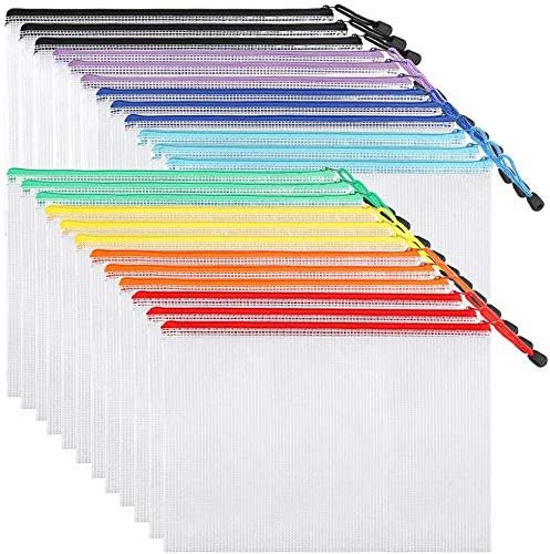 EOOUT 24pcs Mesh Zipper Pouch Document Bag, Plastic Zip File Folders, Letter Size/A4 Size, for Sc... | Amazon (US)