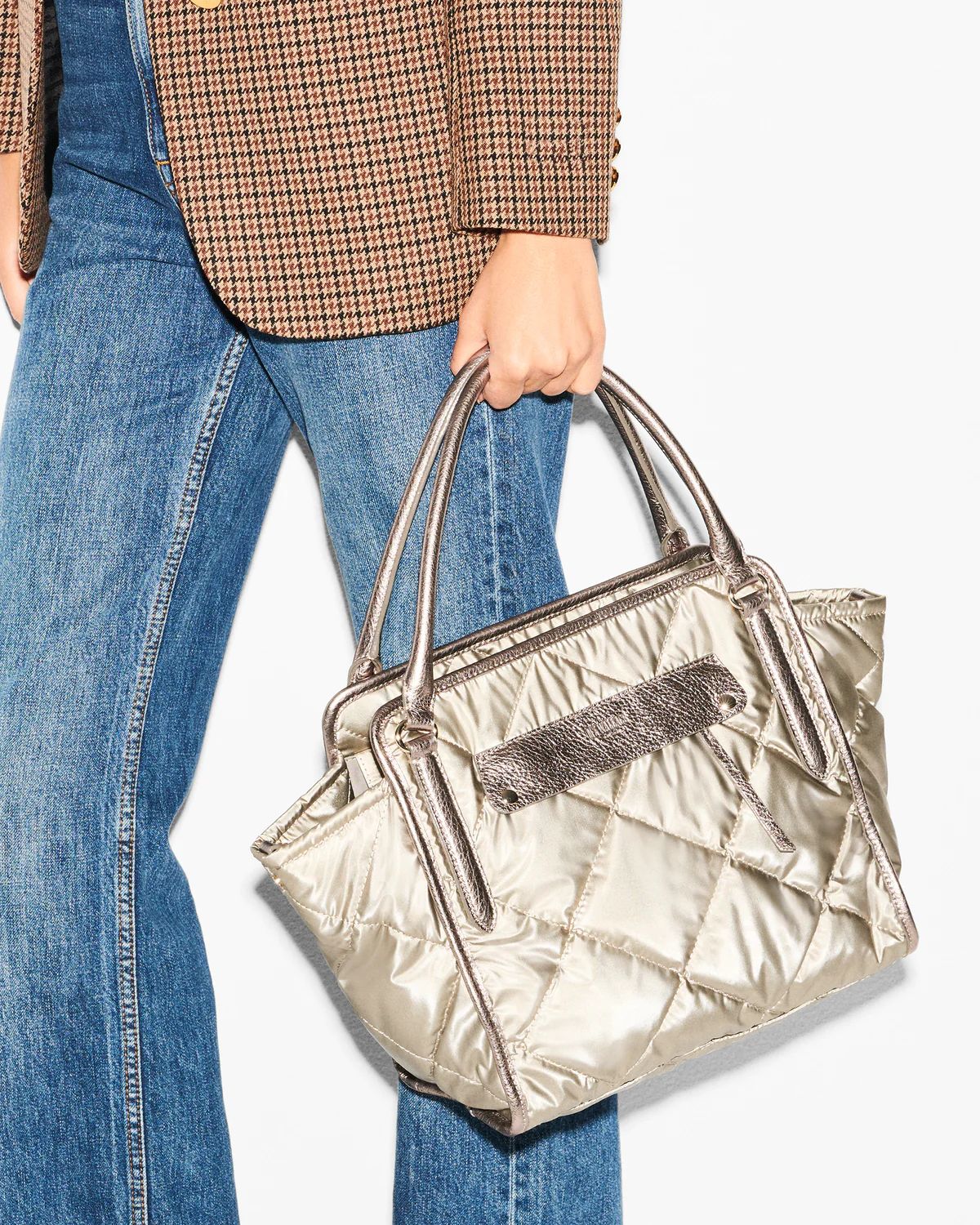 MZ Wallace Quartz Pearl Small Quilted Madison Shopper Tote Bag | MZ Wallace