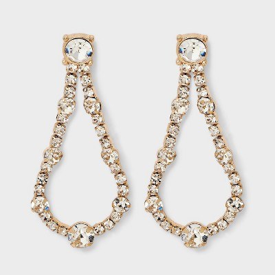 Crystal Open Teardrop Earrings - A New Day™ Gold/Clear | Target