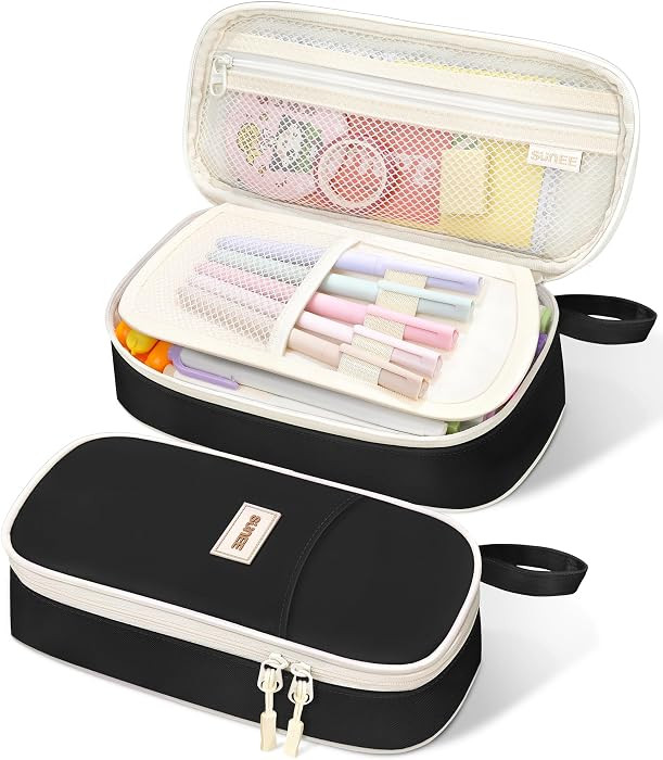 SUNEE Cute Pencil Case, Aesthetic Pen Pouch, Colored Large Pencil Bag with Zipper, Kawaii Station... | Amazon (US)