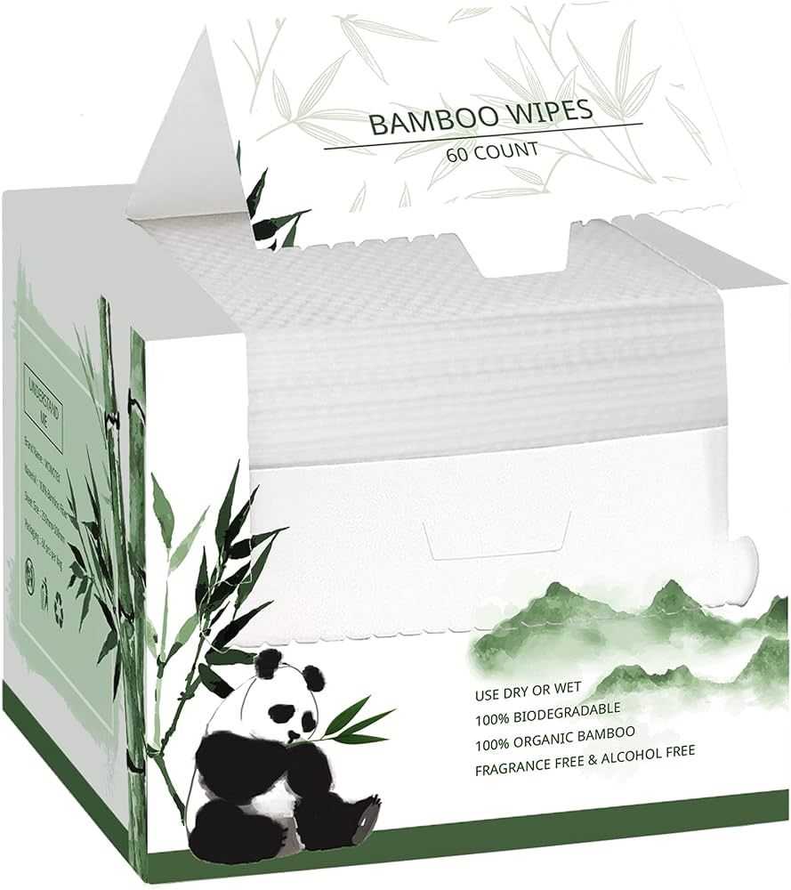 WOWOTEX Bamboo Disposable Face Towel Biodegradable Large Dry Face Wipes 60 Count/1 Box Extra Thic... | Amazon (US)