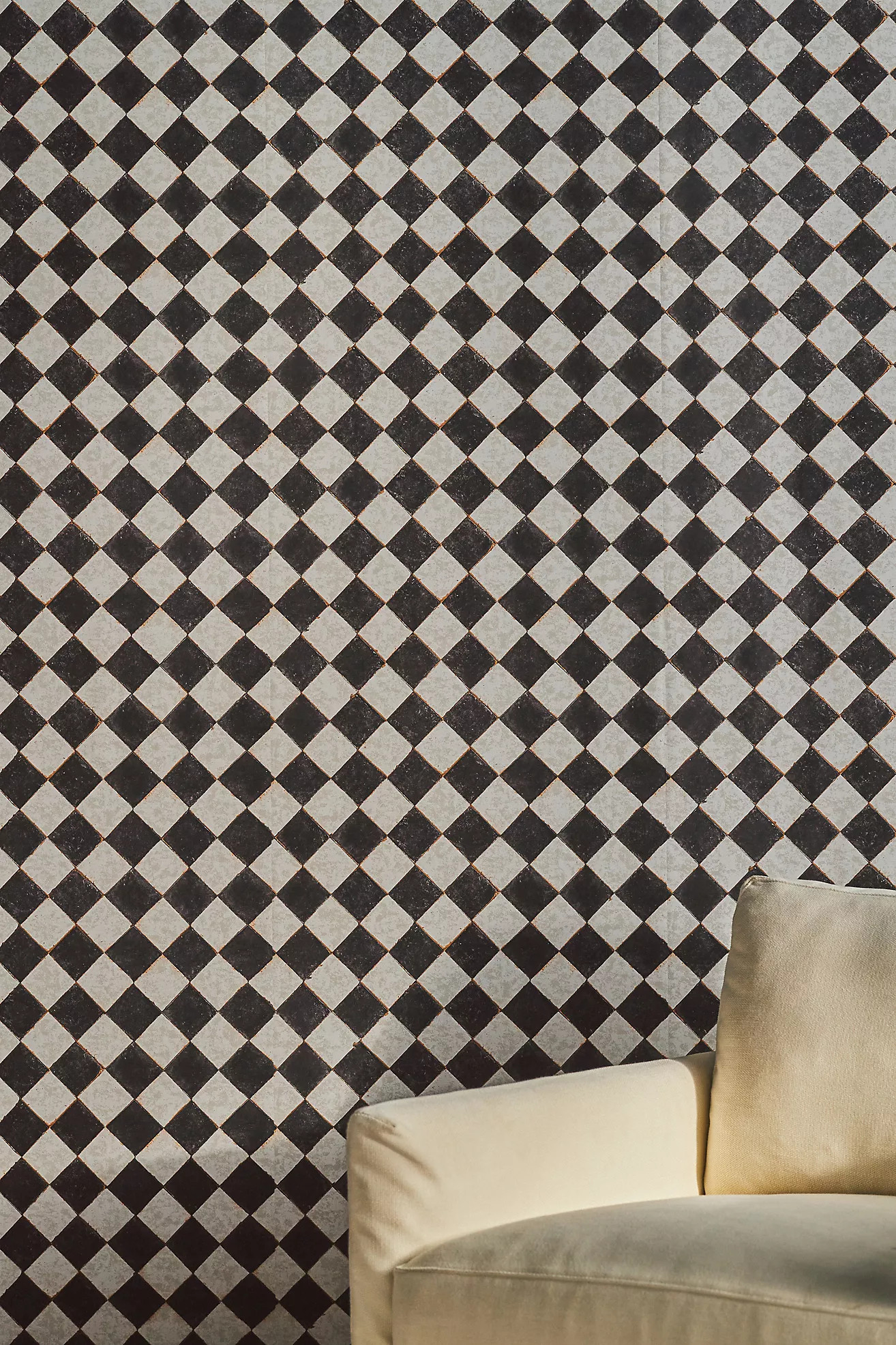 Jeremiah Brent Vintage Check Geometric Peel-and-Stick Black and White Wallpaper | Anthropologie (US)