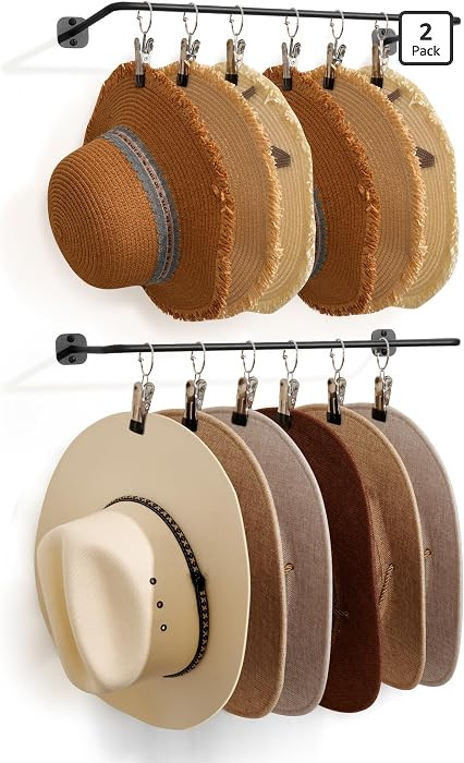 Cowboy Hat Rack for Wall Cowboy Hats Hook with 12 Clips Metal Cowboy Hat Hanger for Bucket Baseba... | Amazon (US)