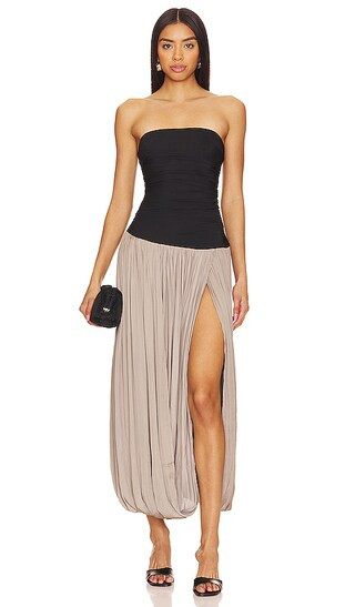 Serene Strapless Maxi Dress in Black & Taupe | Revolve Clothing (Global)