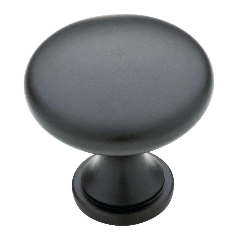 Classic Round 1-1/4 in. (32mm) Matte Black Solid Cabinet Knob | The Home Depot