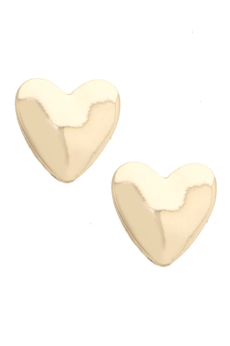 Caroline Heart Stud Earrings in Shiny Gold | CANVAS