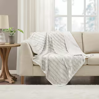 York Ivory Faux Fur Throw Blanket | The Home Depot