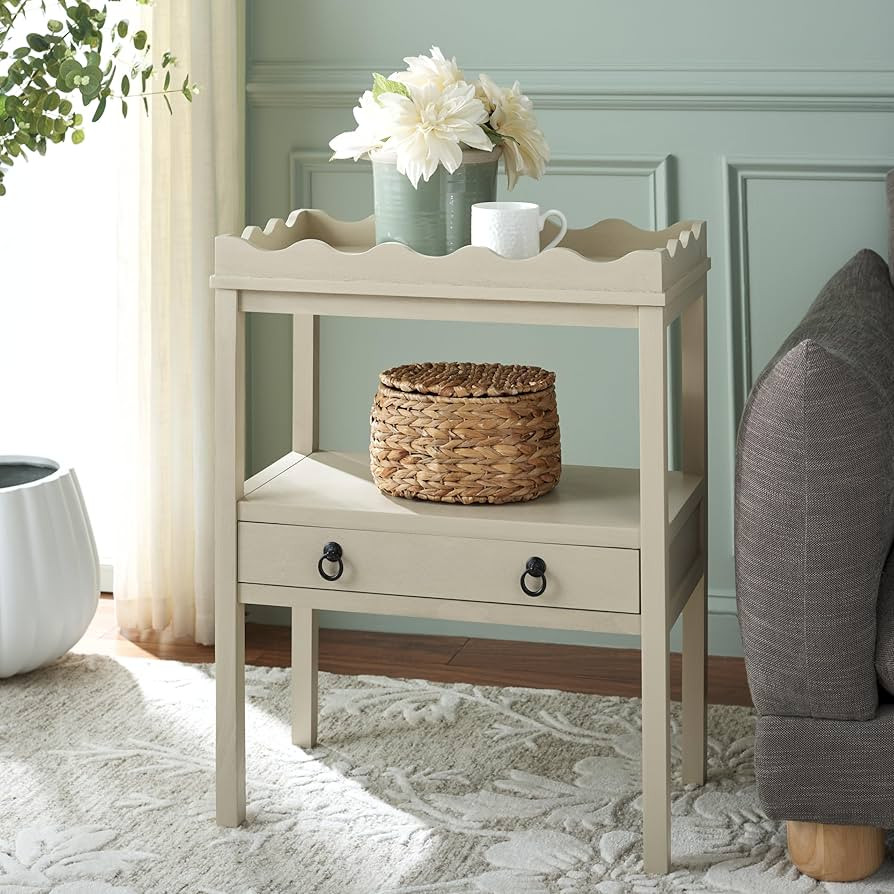 SAFAVIEH Home Collection Darlyn Sand 1-Drawer Rectangle Accent Table | Amazon (US)