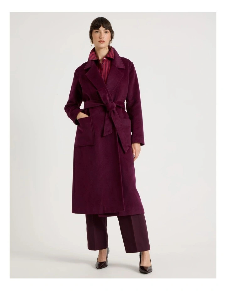 BasqueDouble Faced Melton Wrap Coat in Plum | Myer