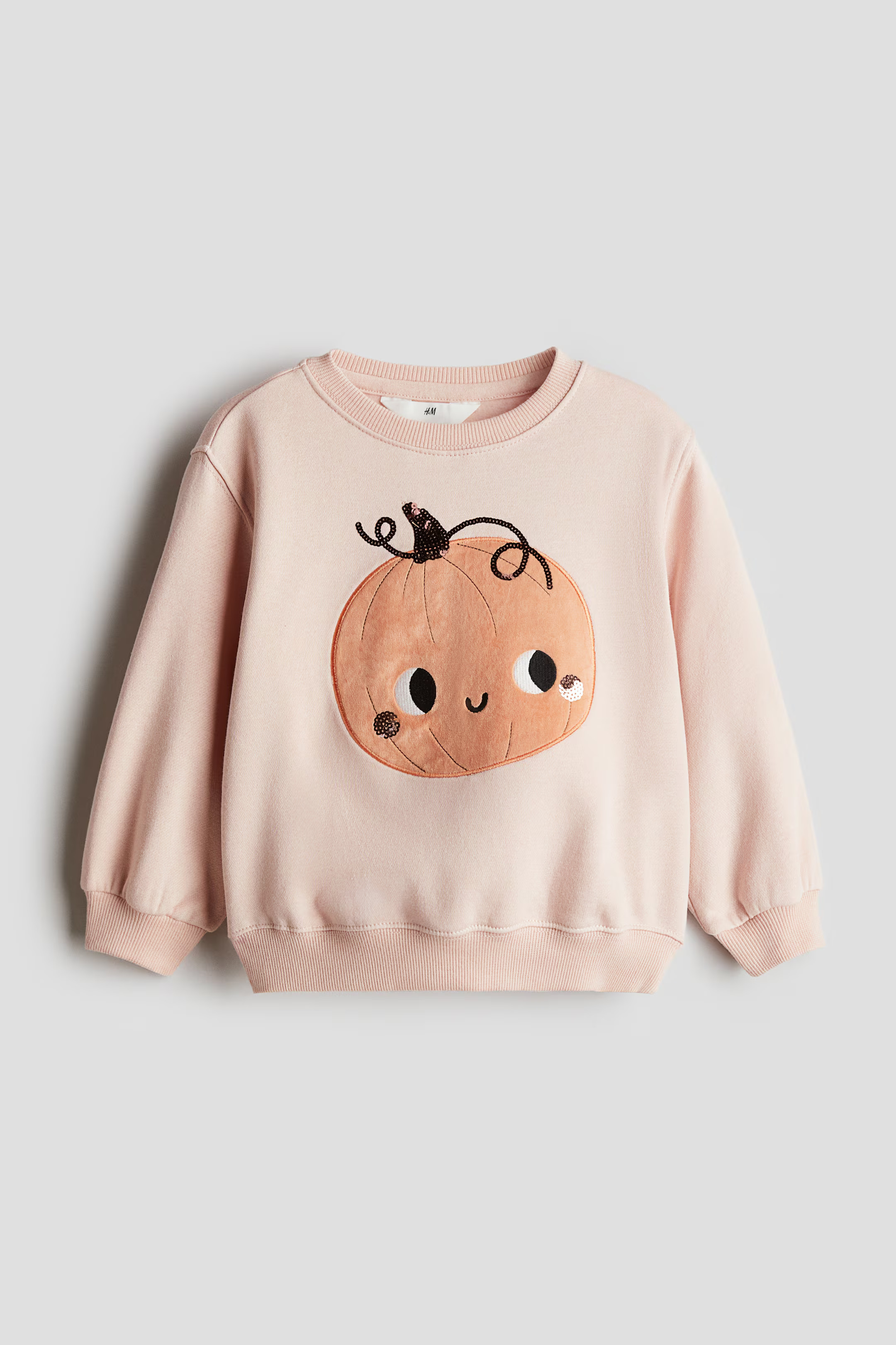 Sweatshirt with Motif - Round Neck - Long sleeve - Orange/pumpkin - Kids | H&M US | H&M (US + CA)