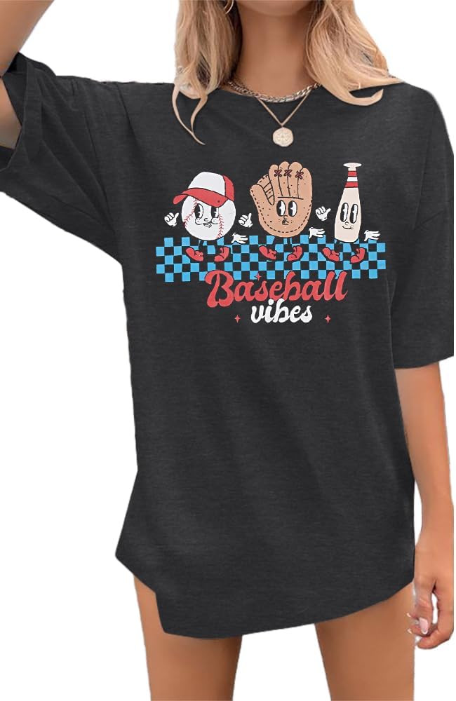MOUSYA Baseball Mom Shirt Women Oversized Baseball Shirts Gameday Baseball Casual Short Sleeve Sh... | Amazon (US)