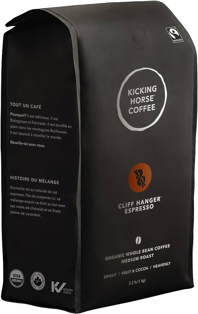 Kicking Horse Coffee, Cliff Hanger Espresso, Medium Roast, Whole Bean, 2.2 Pound - Certified Orga... | Amazon (US)