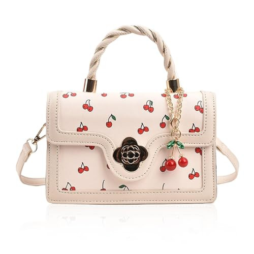 AIZHIYI Small Chic Cherry Shoulder Bag Purse for Women PU Leather Cherry Pattern Top-handle Handbag Small Satchel Bag | Amazon (US)