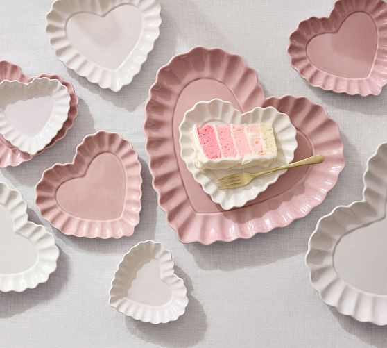 Heirloom Scalloped Hearts Appetizer Plates - Set of 4 | Pottery Barn (US)
